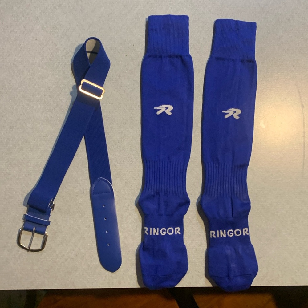 Women’s Royal Blue Ringor Softball Socks and Belt